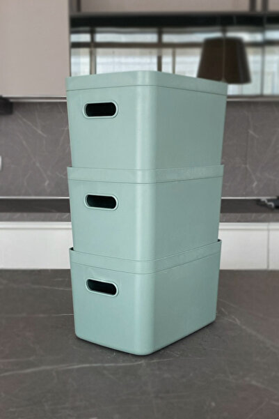 Prima Nova Linea 3-Compartment In-Cabinet Kitchen Children's Room Shelf Organizer Storage Box - Green