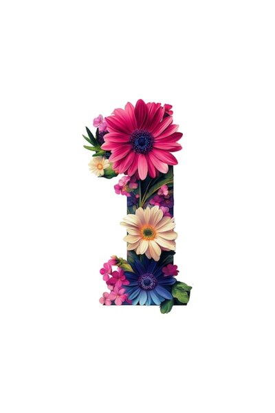 cri-flo Autocolant decorativ alfabet - Litera I cu flori, autoadeziv, 15 cm