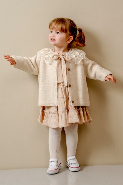 PARK BEBE Baby Girl & Child Knitwear Triple Set with Cardigan Skirt (with Pantyhose as a Gift)