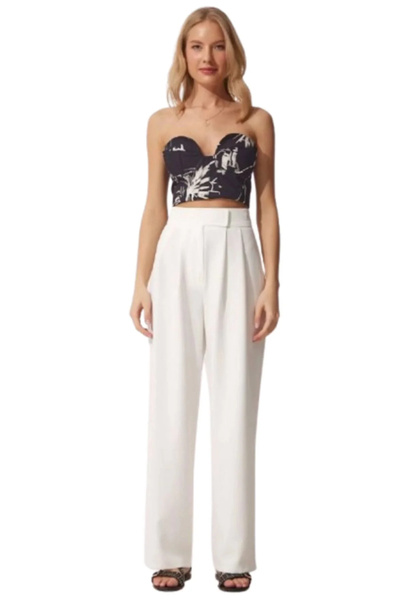 bysoca Women's White High Waist Pocketed Velcro Adjustable Comfortable Loose ...