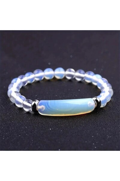 Choice سوار من حجر الأوبال الطبيعي بطول 18.5 سم مصنوع يدويًا من حجر الفيروز و...