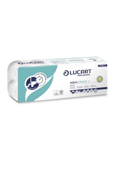Lucart Hartie igienica Aquastream, dizolvabila in apa , 10 role, 2straturi,22...