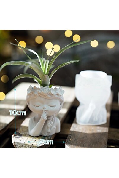 Choice 02 قوالب أسمنتية من السيليكون على شكل وعاء زهور جميل للفتيات، حامل شموع من الراتينج، قالب من الجبس والخرسانة