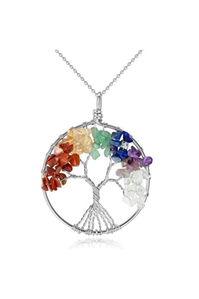 Choice 40cm 7 Colors 5 Colors Tree Of Life Chakra Pendant Gemstone Necklace J...