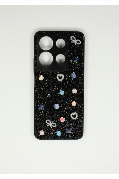 foxpower İnfinix Note 30 Taşlı Kılıf Gül Desenli Silikon Kılıf