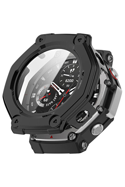 Techsuit Defense 360° Pack — Case + Screen Protector for Amazfit T-Rex 3, Matte Black