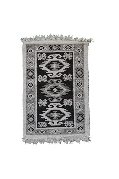 GOLDEN DAİSY Woven rug, Golden Daisy, size 80x300 cm, color white/black