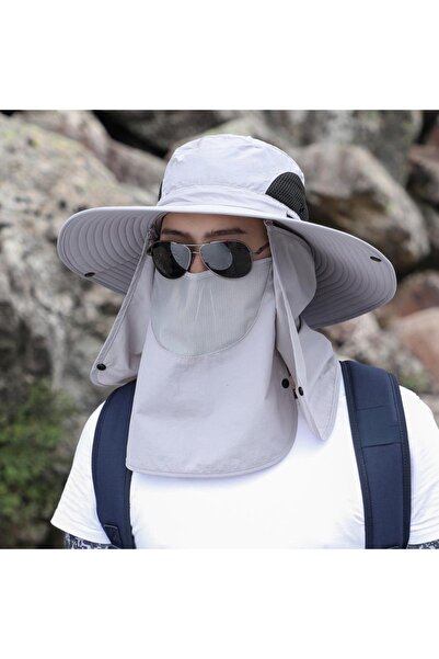 Choice قبعة صيد خارجية قابلة للتعديل باللون الرمادي الفاتح، واقية من الشمس، ق...