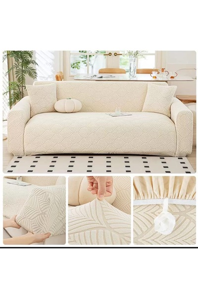 BASHTUGH TİCARET tek adet kaliteli 3lü JAKAR koltuk örtüsü çekyat kılıfı esnek yıkanabilir lastikli kanepe örtüsü