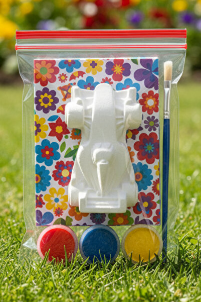 Craft3D Atölye 10 Adet Yarış Arabası Taş Boyama Seti, Dıy, Kendin Boya, Çocuk...