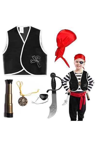 Oxygen Plus Set costum de pirat pentru copii — mărime universală, 7 piese (ve...