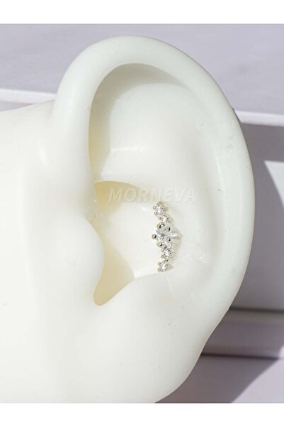 MORNEVA Vidasız Çelik Barlı Yıldızlar Kıkırdak Kulak Helix Conch Tragus Piercingi (1 Adet)