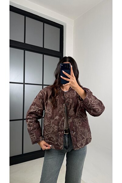 Gaus Καφέ Παλτό με Εθνοτικό Σχέδιο με Επένδυση και Καπιτονέ GAUS-00596