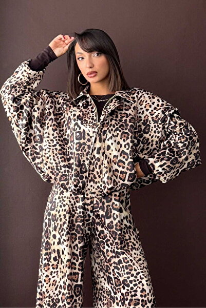 Lady Pixie Leopard Printed Satin Coat