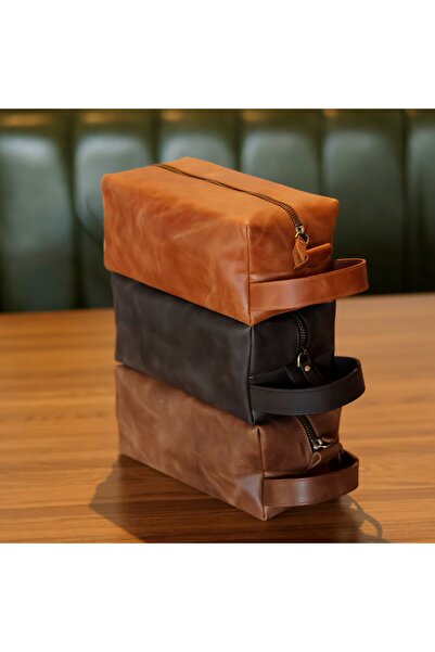 Şeker Ofisi 100% Real Leather Men's Travel Bag |   Handmade Shaving & Makeup Organizer |   Genuine Leather Bag