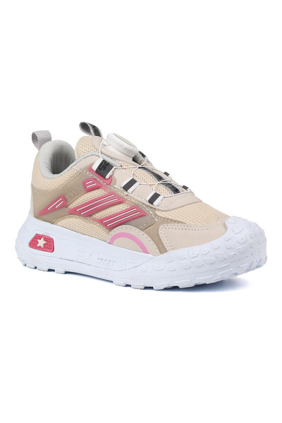 KAJILA Girl's Beige Pink Casual Sneakers |   Comfortable Walking and Running Sneaker - Stylish and Durable Design
