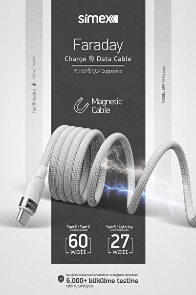 Simex Type C to Type C Spk-13 Faraday 60W Magnetized Data Cable Standard