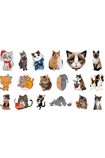 OEM Set de 27 de autocolante PVC impermeabile, pisici drăguțe, 5 cm