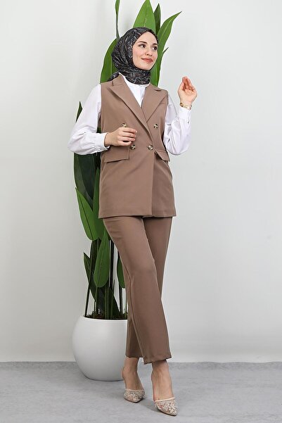 GİYZAMİLA Tomris Vest Set Set Mink