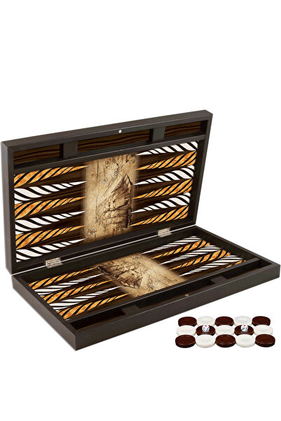 Z-Tools Lacquered wooden backgammon game, Trandy 58x48cm, PIRATE SHIP KORSAN, / ZTS5482-7