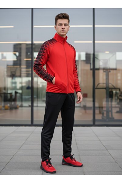 bumerangspor Kırmızı Omuz Detaylı Unisex Eşofman Takımı