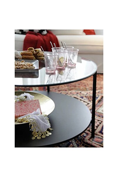 HXDream Round Coffee Table,Glass Coffee Table,Living Room Center Table