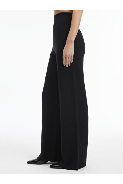 Calvin Klein Women Black Df Wool Blend Wide Leg Pant