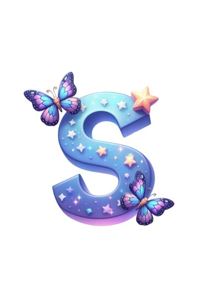 OEMN Autocolant decorativ alfabet litera S cu fluturi, autoadeziv, 10 cm