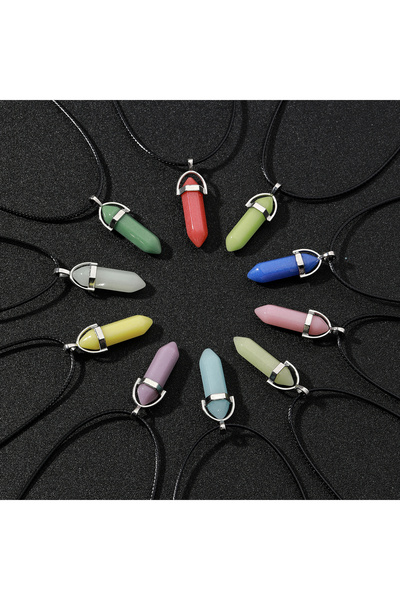 Choice قلادة سداسية الشكل بطول 50 سم، 10 قطع، قلادة حب مضيئة على شكل عمود سدا...