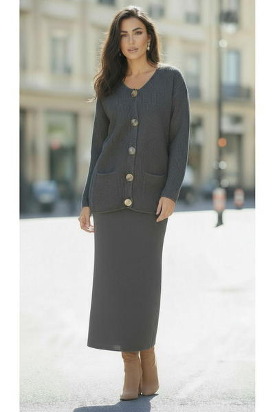 SARE ERKMEN Γυναικείο Σετ Πλεκτό Μαντίλι Μαντίλι Παντελόνι