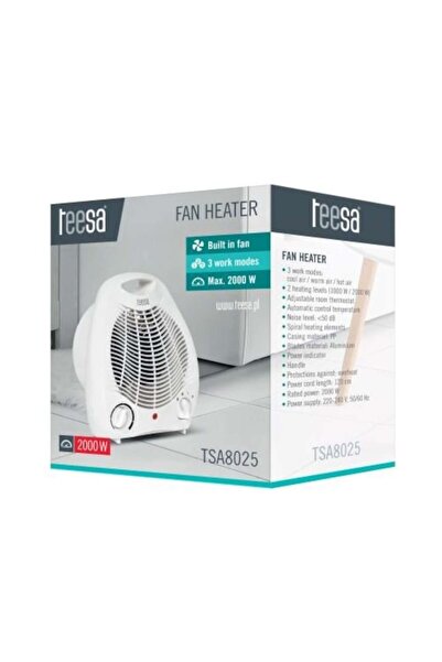 Teesa Fan Heater, 2000W, 3 Modes, White, 220x260x140mm