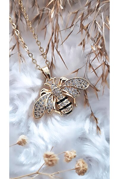 Serenity قلادة من الفولاذ على شكل نحلة مخططة باللونين الأسود والأصفر