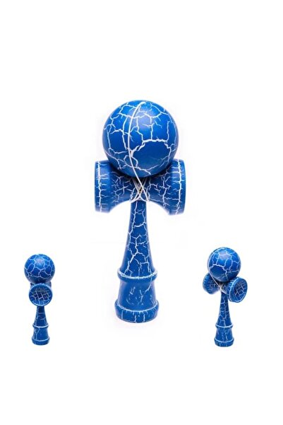 OEM Kendama - Ξύλινο παιχνίδι, 18 cm, μοντέλο με ρωγμές σε μπλε-λευκό χρώμα