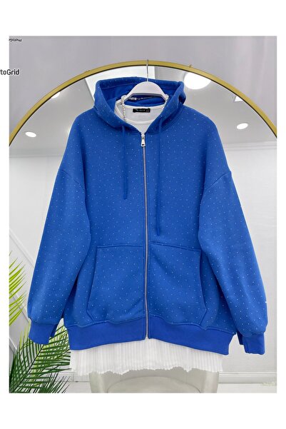 YEDİLALE Stone-Embellished Zippered Jacket [3 Threads Fleece-Lined , Excluding Underwear]