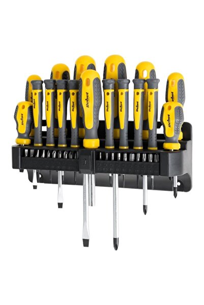 Rebel Set of 17 screwdrivers with magnetic tips, 21 bits, chrome vanadium, ergonomic handle