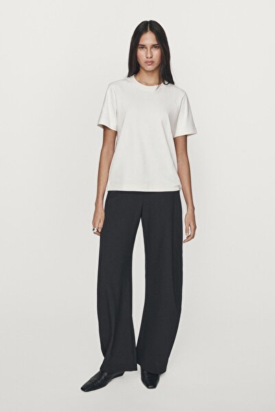 Massimo Dutti %100 pamuklu interlok bisiklet yaka t-shirt