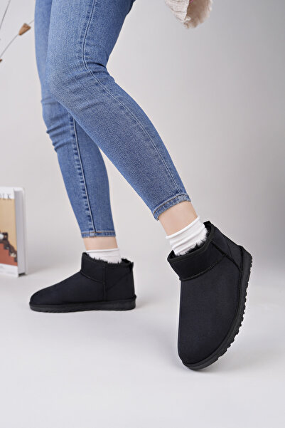 Freemax Kadın Garantili İçi Kürklü Hafif Taban Mini Bot Siyah