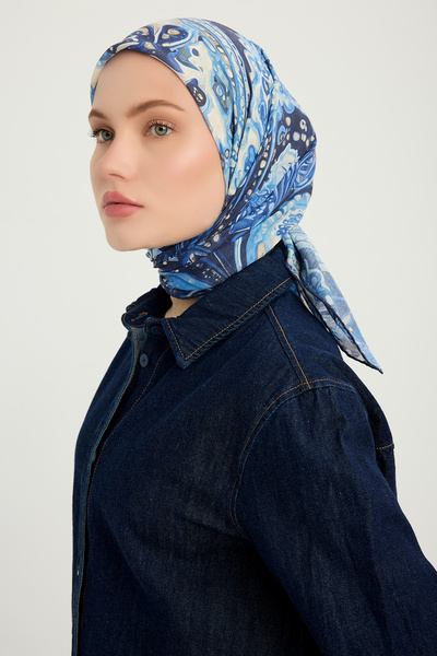 ipekistanbul Eșarfă cu model Efilia - Cosmic Paisley - Bleumarin