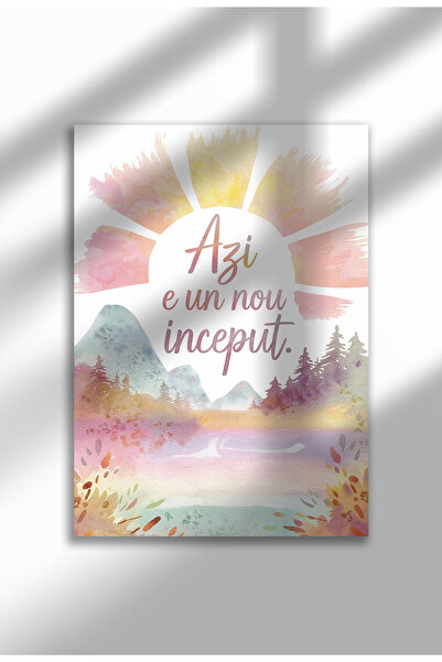 21mxm Unframed Typography Canvas Poster - Digital Print - Azi e un nou inceput