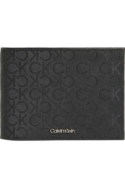 Calvin Klein Men Black Allover Print Must Mono Bifold Wallet