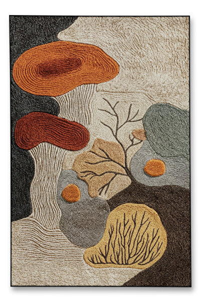 Rugs Modern Halı MOSSO Çok Renkli Sürrealist Ağaç Figürleri Desenli Dokuma Taban Modern Dekoratif Halı mosso1046