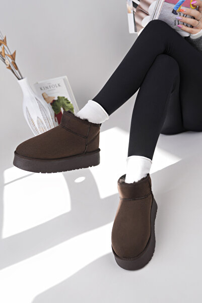 Freemax Kadın Garantili İçi Kürklü Hafif Taban Mini Bot Kahve