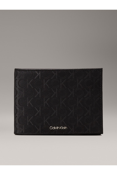 Calvin Klein Men Black Allover Print Must Mono Bifold Wallet