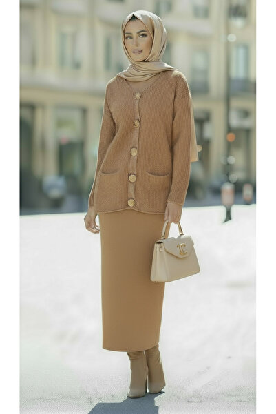 SARE ERKMEN Γυναικείο Σετ Πλεκτό Μαντίλι Μαντίλι Παντελόνι