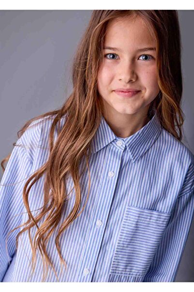 MAYORAL Kışlık Kız Çocuk Çizgili Gömlek - Mavi