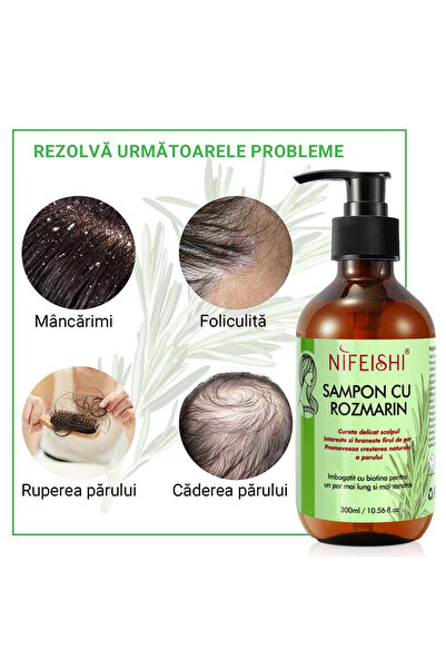 NIFEISHI Șampon pentru creșterea părului cu rozmarin și mentă, NIFEISHI®, 300 ml