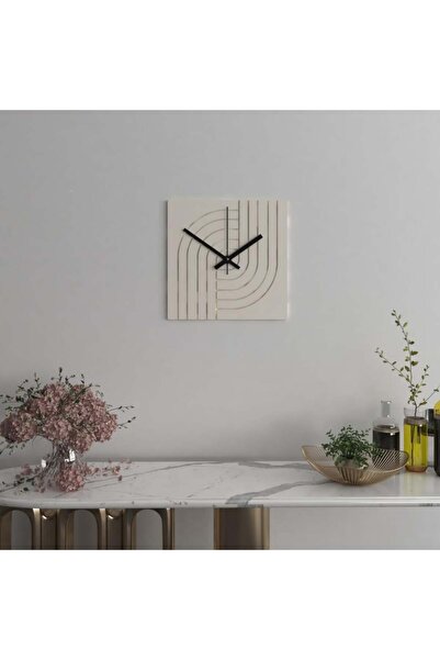 4gdran ساعة حائط خشبية بتصميم خطوط انيقة