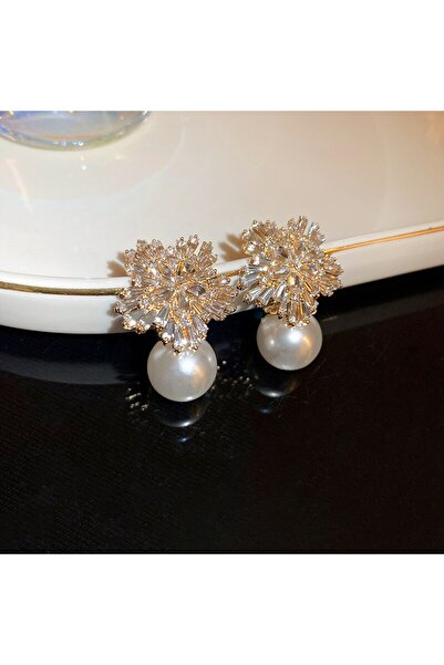 Choice أقراط ذهبية فاخرة من اللؤلؤ المقلد للنساء، أقراط عصرية من الزركون والك...