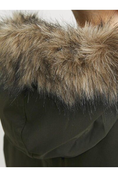 Jack & Jones Men's Wind Resistant Faux Fur Hooded Parka - Star