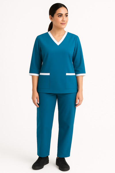 Rannah's Uniform طقم سكراب بأكمام ثلاثة أرباع ورقبة على شكل حرف V للنساء - زي...